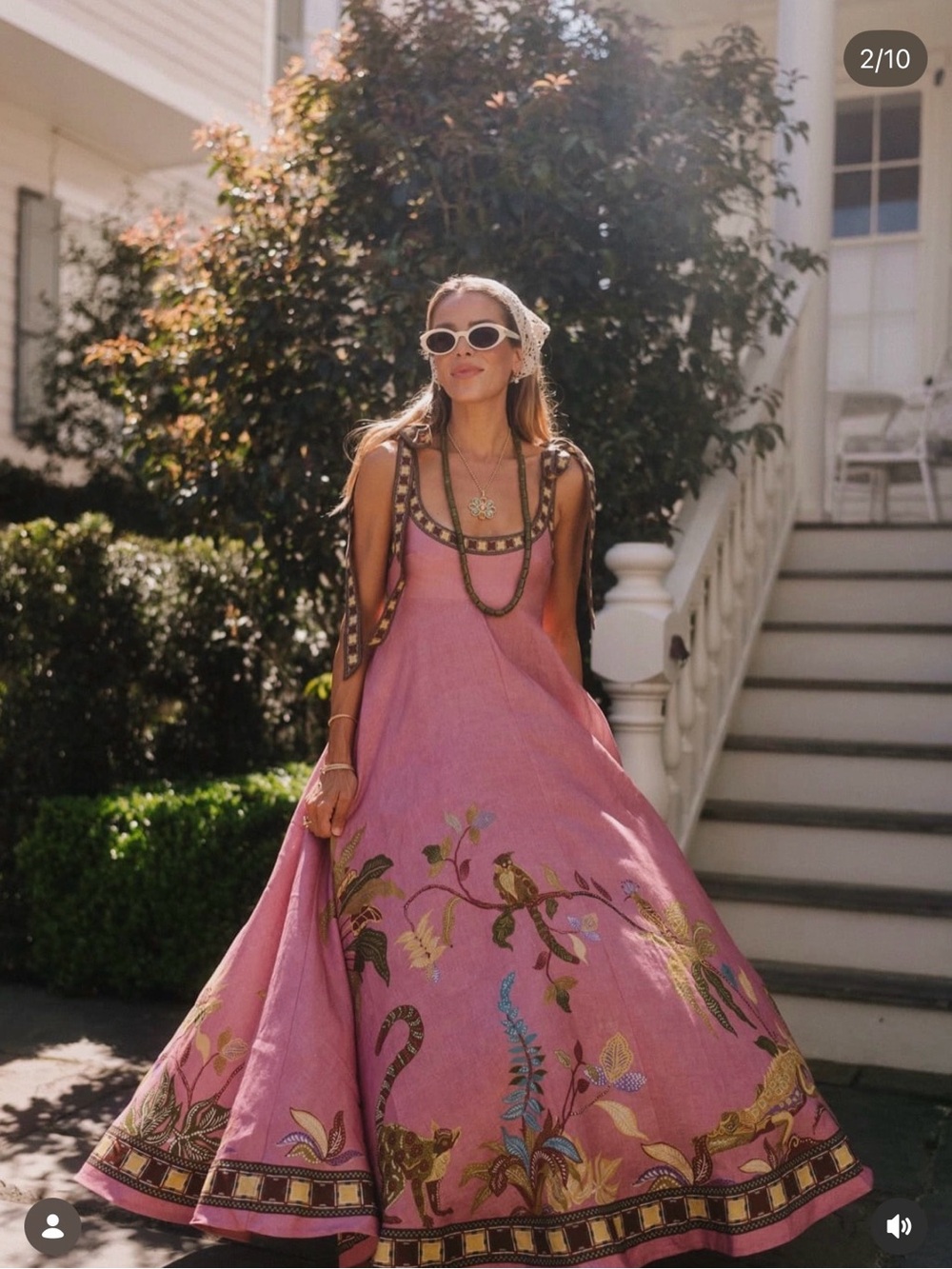 Alemais Dusty Rose Floral Border Maxi Dress